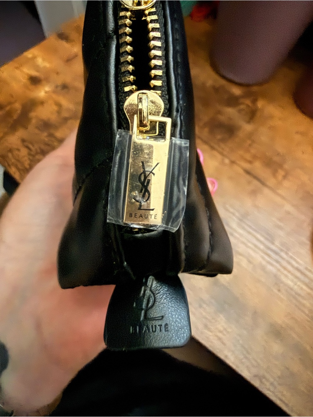 YSL GWP Black Cosmetic Pouch with Gold Zipper